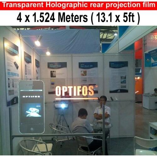 Free Shipping 13.1*5 Feet Adhesive Transparent Rear Projection Screen Film ( Shop Window) Holographic Projection screen Low Cost