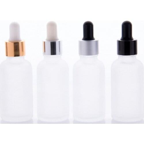6ps/Lot 30ml Empty Frosted Glass Dropper Bottle Vial Nasal Oil And Liquid Refillable Containers Package With Golden Rim Lid