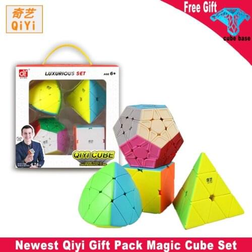 Qiyi Gift Pack Magic Cube 4pcs/Set Triangle Dodecahedron Mastermorphix Speed Puzzle 2x2 3x3 4x4 5x5 Educational Toy For Children