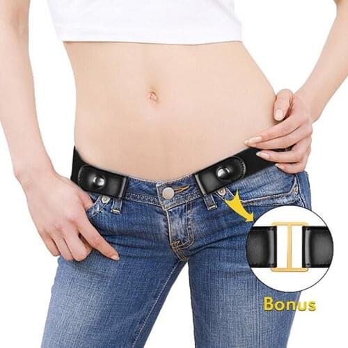 Buckle-Free Belt For Jean Pants,Dresses,No Buckle Stretch Elastic Waist Belt For Women/Men No Bulge