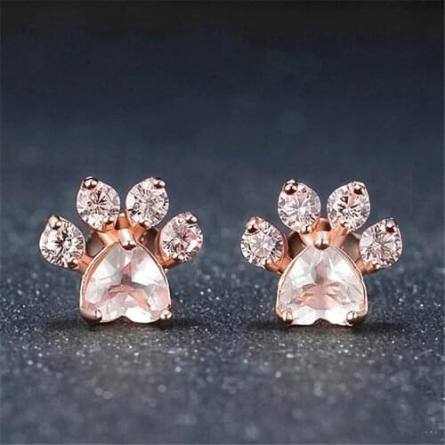 Girls Stud Earrings Cute Dog Claws For Women Girls Stud Earrings Animal Claws Paw Earrings Rose Gold Cat Dog Claws FS99