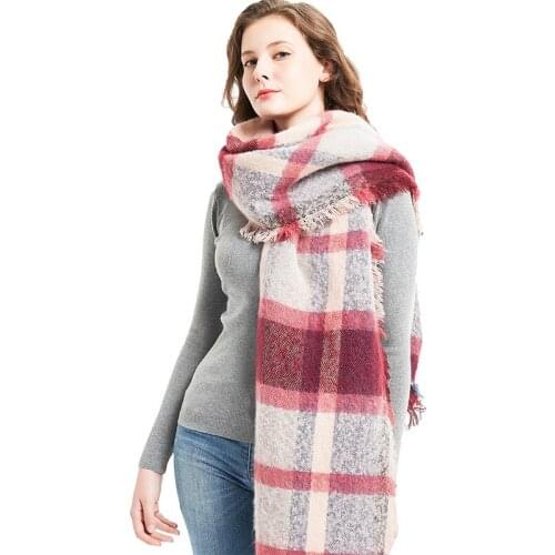 Mingjiebihuo New fashion Autumn winter plaid scarf circle sand rough thicken plaid flash scarf women warm girls shawl