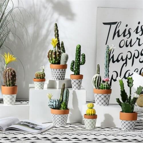 Nordic Bohemian Ceramic Cactus Simulation Fleshy Decoration Nordic Small Bonsai Potted Window Decoration