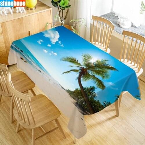 Custom Beach Sunset Table Cloth Oxford Print Waterproof Oilproof Home Rectangular Party Table Cover 100X140cm/140X250cm