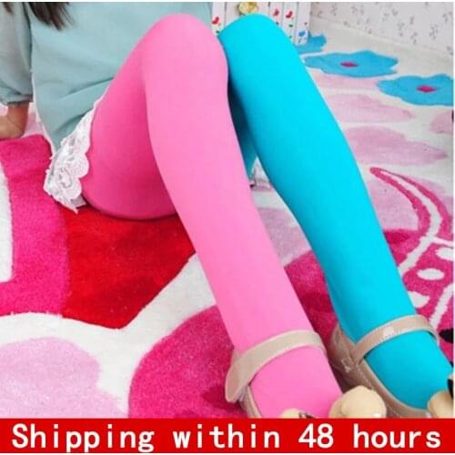 Mixed Color Tights for Girls Patchwork Baby Stretch Trouser Skinny Pants Kids Dance Pantyhose Stocking 3-9 Year