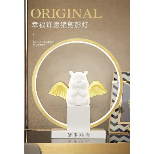 Modern Round Piggy Decoration Table Lamps Childrens Room Bedroom Bedside Living Room Study Furniture Accessories Table Lights
