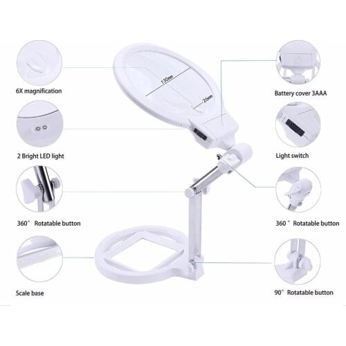 LED Reading Magnifier Desktop Lamp Table Light Welding Magnifying Glasses Repair Tool Gadget Soldering