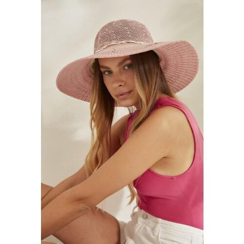 Syt Women Mercerized Pink Straw Beach Hat Summer Sea Fashion New Design Hats Caps Casual Holiday Wear