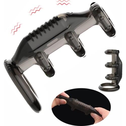 Dick Enlargement Extender G spot Stimulator Bullet Vibrator Cock Sleeve Ejaculation Delay Strap On Dildo Penis Vibrating Ring