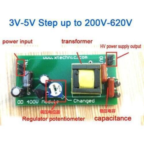 DC-DC Boost Converter High Voltage DC 3V-5V Step up to 200V-620V 400V 200V 300V 350Vadjustable Power PSU Module charging