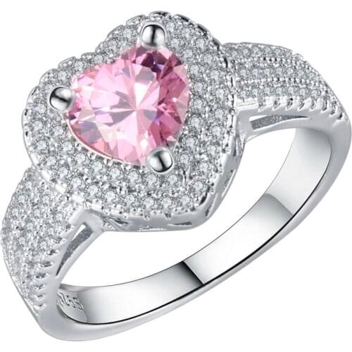 YaYI Jewelry Top Quality Pink Natural Gemstones Cubic Zirconia Stamped S925 Silver Color Engagement Wedding Heart Rings Gifts
