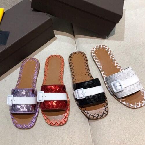 2021 Summer hot sale Weave flat slippers women handmade flipflops leisure sandalias fashion Concise beach shoes sandals