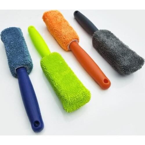 1pcs Cloth Can Hang Car Tire Cleaning Brush Trunk Motorcycle Auto Detailing Brush Microfiber Long-handle Car Tire Cleaning Brush
