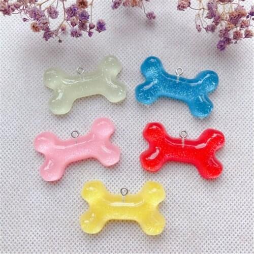 10pcs cute resin flat back dogbone charms for necklace keychain pendant DIY making accessories