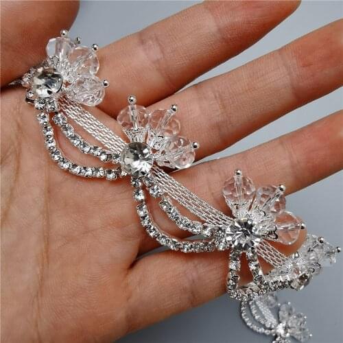 12 Inches Rhinestone Crystal Chain Glass Bling Diamante Diamond Trim Ribbon Gem Sparkle 3cm Width Wedding Dress Necklace Decor