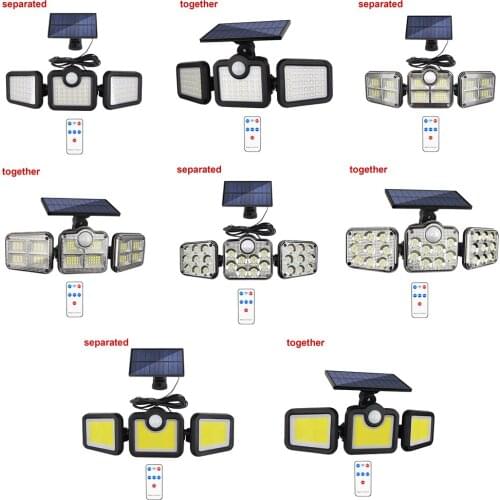 171 COB Solar LED Light Outdoor 3 Head Motion Sensor 270 Wide Angle Illumination Waterproof Lights Wall Lamp For Garden Garage