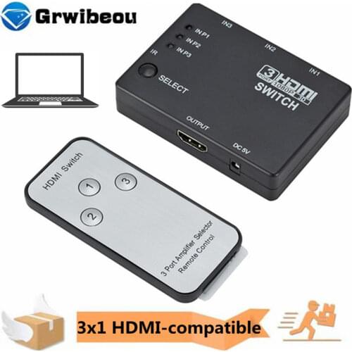 3x1 HDMI-compatible Splitter Adapter Hub Auto Switch 3 In 1 Out Switcher 1080P Remote Control for XBOX360 PS3 Projector HDTV