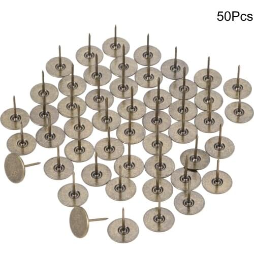 50Pcs Antique Bronze Flat Head Upholstery Nails Jewelry Case Drum Sofa Decorative Tacks Stud Pushpin Doornail Fasteners 10*22mm