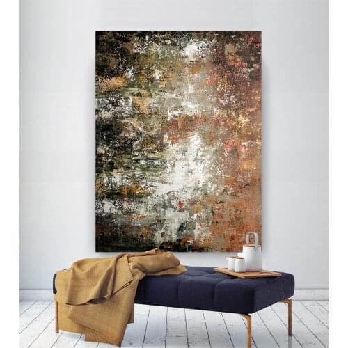 Nordic Combined Blue And Gray Tones Modern Living Room Villa Entrance Abstract hand-painted Oil Painting Decorative Murals Thick