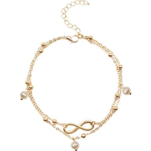 Boho Initial Anklet Heart Infinity Silver Color Ankle Bracelet on Leg Chain Number 8 Anklets For Women Ankle Beach Foot Jewelry