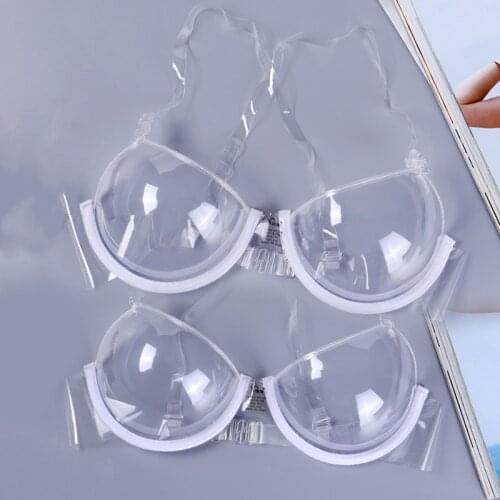 Sexy Women 3/4 Cup Transparent Clear Push Up Bra Ultra-thin Strap Invisible Bras Underwear JRDH889