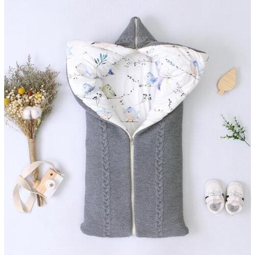 Baby Sleeping Bag Envelopes Winter Infant Stroller Sleepsacks Solid Tthick Warm for Newborn Swaddle Wrap 75*35cm Knitted Blanket