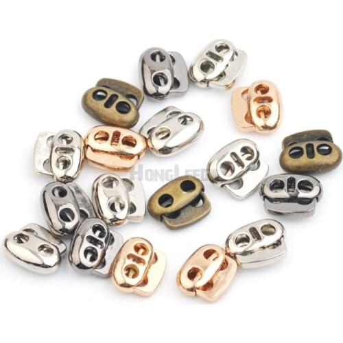 DIY 60pcs/lot 4 colors small oval metal alloy stoppers toggle cord locks Drawstring lock two holes for 3mm bungee cord STP-018