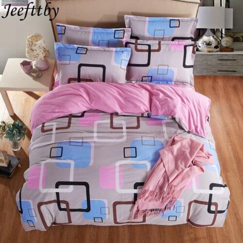 Jeefttby New Home Textile Autumn Geometric Patterns Bed Linens 4pcs Bedding Sets Bed Set Duvet Cover Bed Sheet Pillowcaser Set