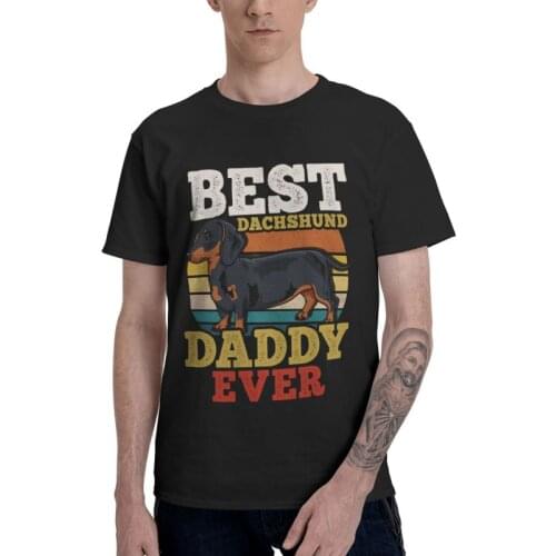Dachshund Dog Dad T Shirt Men Short Sleeve 100% Cotton T-shirt Wiener Badger Sausage Dog Tee Tops Novelty Tshirts Gift Idea