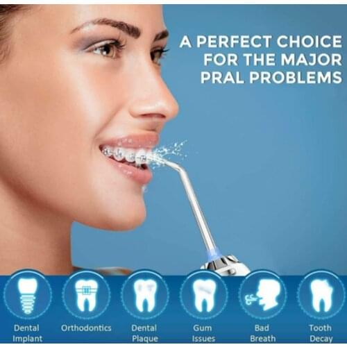 Oral Irrigator Usb Rechargeable Water Bleaching Portable Dental Water Jet Floss Teeth Cleaner Big Water Tank With 4 Nozzle