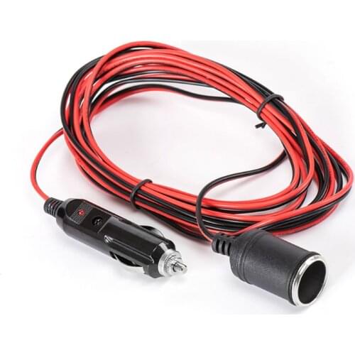 12V 24V 15A Heavy Duty Car Cigarette Lighter Socket Male to Female Extension Cord Power Supply Cable with Fused 3.7m