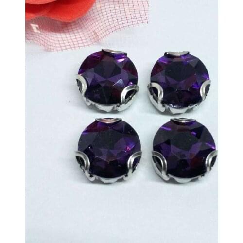 The Stone Flower Deep Purple Crystal Glass Sewing Rhinestones with D Shape Claw DIY Jeans Woman and Wedding Dresses