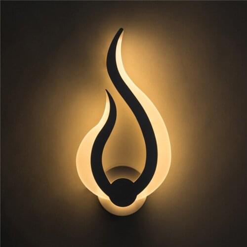 Creative Flame Wall Lamp Modern Bedroom Living Room LED Bathroom Mirror Light Wall Sconces Acrylic Metal Wandlamp