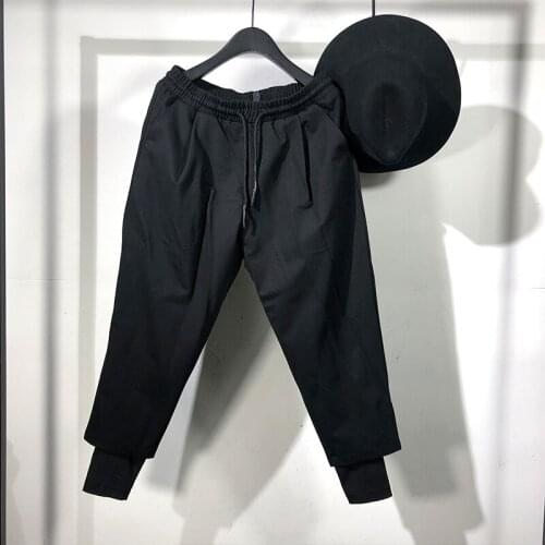 Owen Seak Men Casual Cargo Harem Pants High Street Wear Hip Hop Ankle Length Mens Clothing Sweatpants Autumn Black Pants