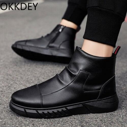 YSHUNIJ 2021 New Martin Boots British Style High Top Mens Shoes Black Boots Can Be Used with Casual Trend Large Leather Boots