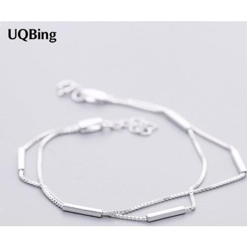 New Fashion 925 Sterling Silver Bracelets Double Chain Bracelets Pulsera Drop Shipping