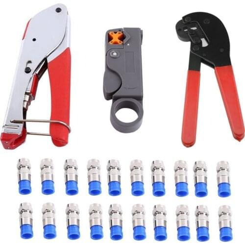 Crimping Pliers F Head Press Plier Crimping Tool Coaxial Cable Wire Crimper Alicate Stripping Spanner Seperator Kit
