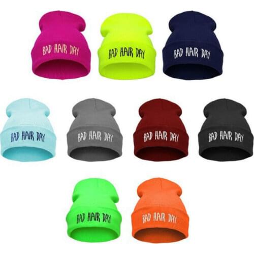 20 Colors Fall and Winter Europe and The United States Men and Womens Bad Hair Day Embroidery Beanie Kintted Wool Hat Hiphop