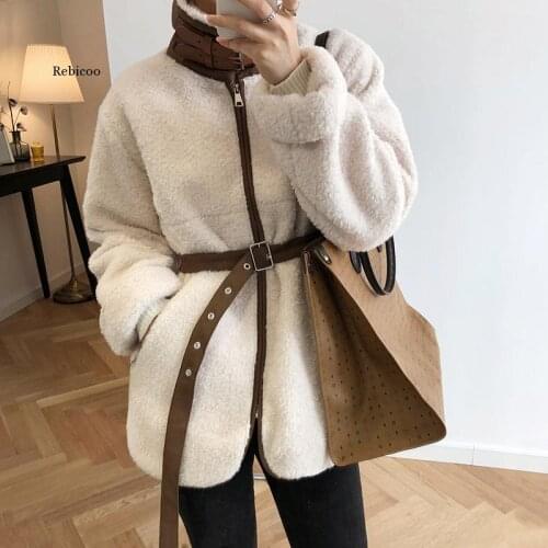 Women Winter Coat Long Sleeve Stand Collar Lamb Wool Women Warm Jacket Coat Casaco Feminino Women Cotton Thick Coat