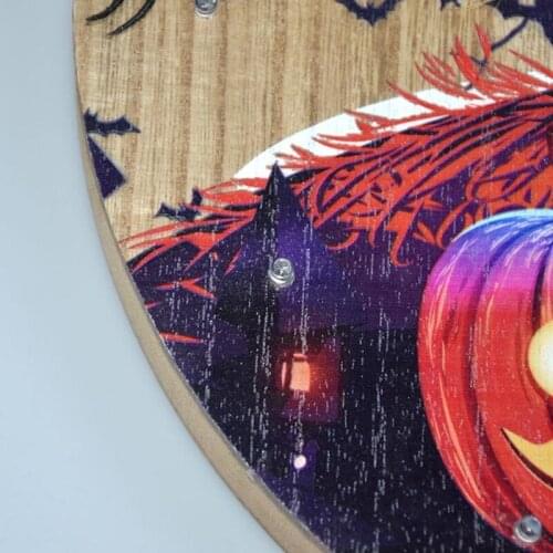 Halloween Pumpkin Hanging Door Sign with LED Light Wooden Wall Plaque Porch Ornament for Farmhouse Decorations LX0D