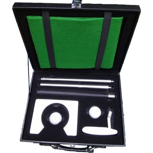 Portable Indoor Golf Putting Practice Kit Ball Aluminum Alloy Golf Putting Training Set With Leaher Box
