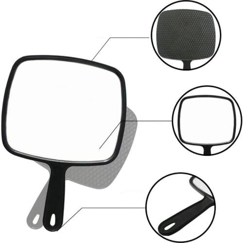 Professional Salon Hair Stylist Large Handheld Mirror w/Handle Wide Angle Handheld Cosmetic Mirror Dressing Paddle Salon