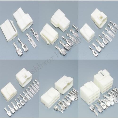 Shhworldsea 1P/2P/3P/4P/6P/8P/9P 6.3mm Connector Electrical 6.3 Connector Kits Male Female Socket Plug For Motorcycle Car