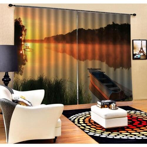 Sunset curtains lanscape curtains Luxury Blackout 3D Window Curtain For Living Room