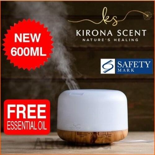 SUNSHINE NEW 600ML WOOD DIFFUSER. Humidifier Ultrasonic Aroma Diffuser. Free Essential Oil. New 8 Led Light Colour