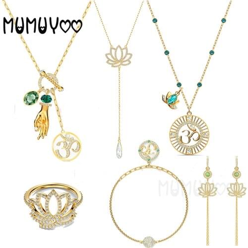 SWA 2020 High Quality SWA Fashion Jewelry Blooming Lotus Lotus Flower Pendant Necklace Romantic Birthday Gift for Women