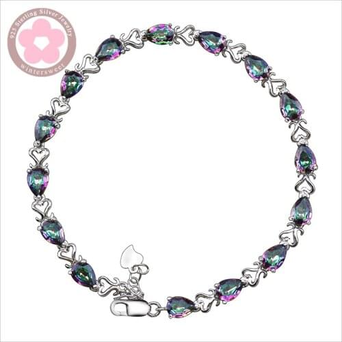 SZ0064 New 925 Sterling Silver Bracelets Colorful Crystal Fine Jewelry for Women Charm Bracelets Evening Party Accesorries