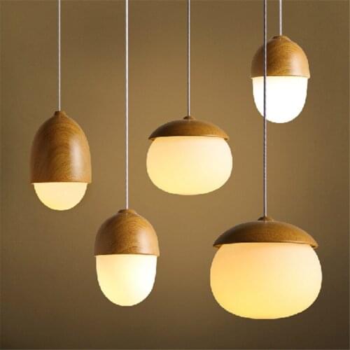 Thrisdar Nordic Nuts LED Pendant Lamps Modern Art Iron Pendant Lights Bedroom Dining Room Cafe Bar Decorative Glass Lamp