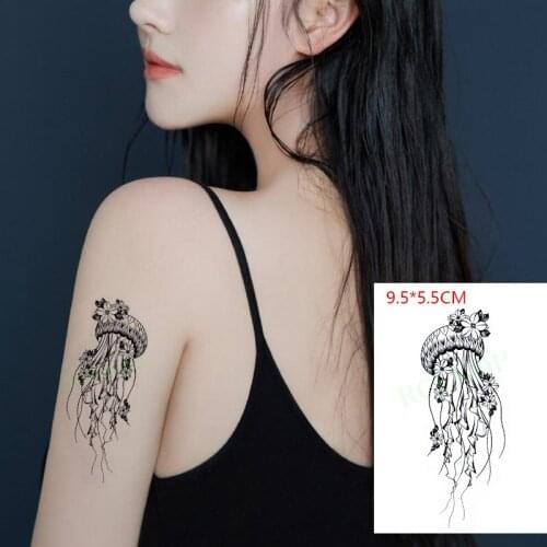 Waterproof Temporary Tattoo Sticker Jellyfish Flower Bouquet Wind Chimes Body Art Flash Tatoo Fake Tatto for Woman Men