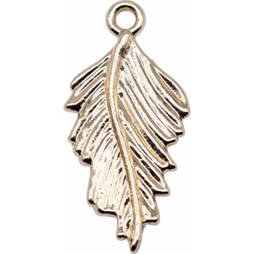 WYSIWYG 10pcs 28x13mm KC Gold Color Feather Charms Pendant For Jewelry Making Earring Making Accessories